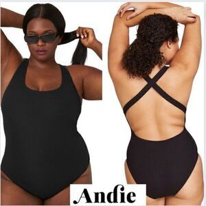 Andie‎ Swim The Tulum One Piece Ribbed Swimsuit 3XL Black